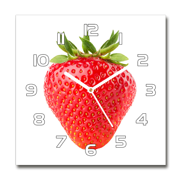 Horloge carrée en verre Fraises