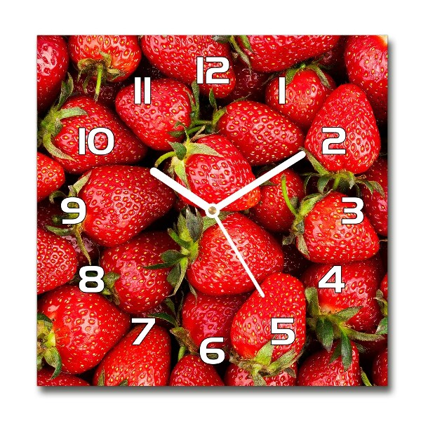 Horloge carrée en verre Fraises