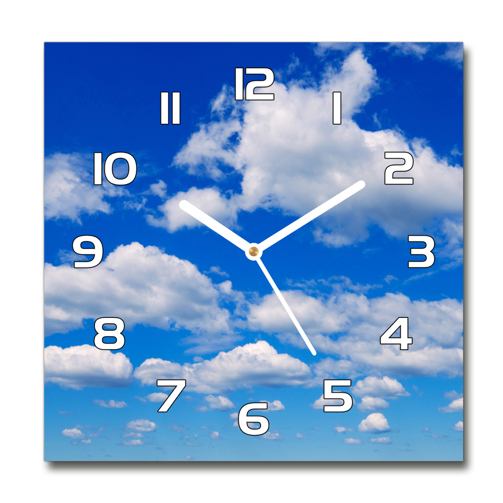 Horloge carrée en verre Nuages dans le ciel