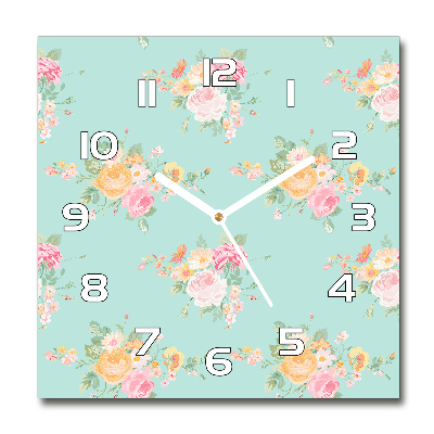 Horloge carrée en verre Motif floral