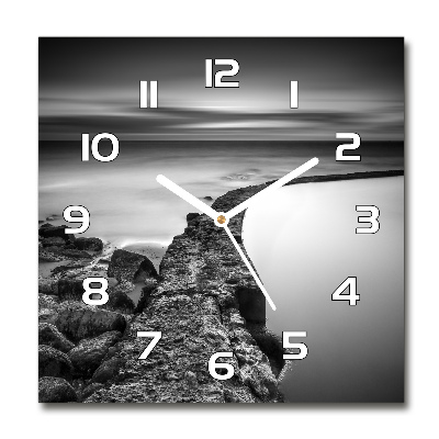 Horloge carrée en verre Plage caillouteuse