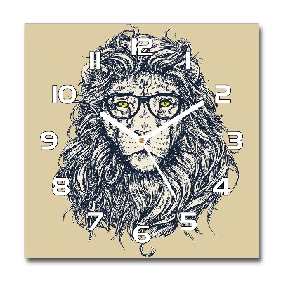 Horloge carrée en verre Lion hipster