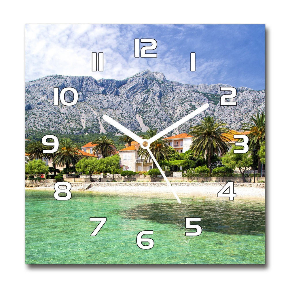 Horloge carrée en verre Plage en Croatie