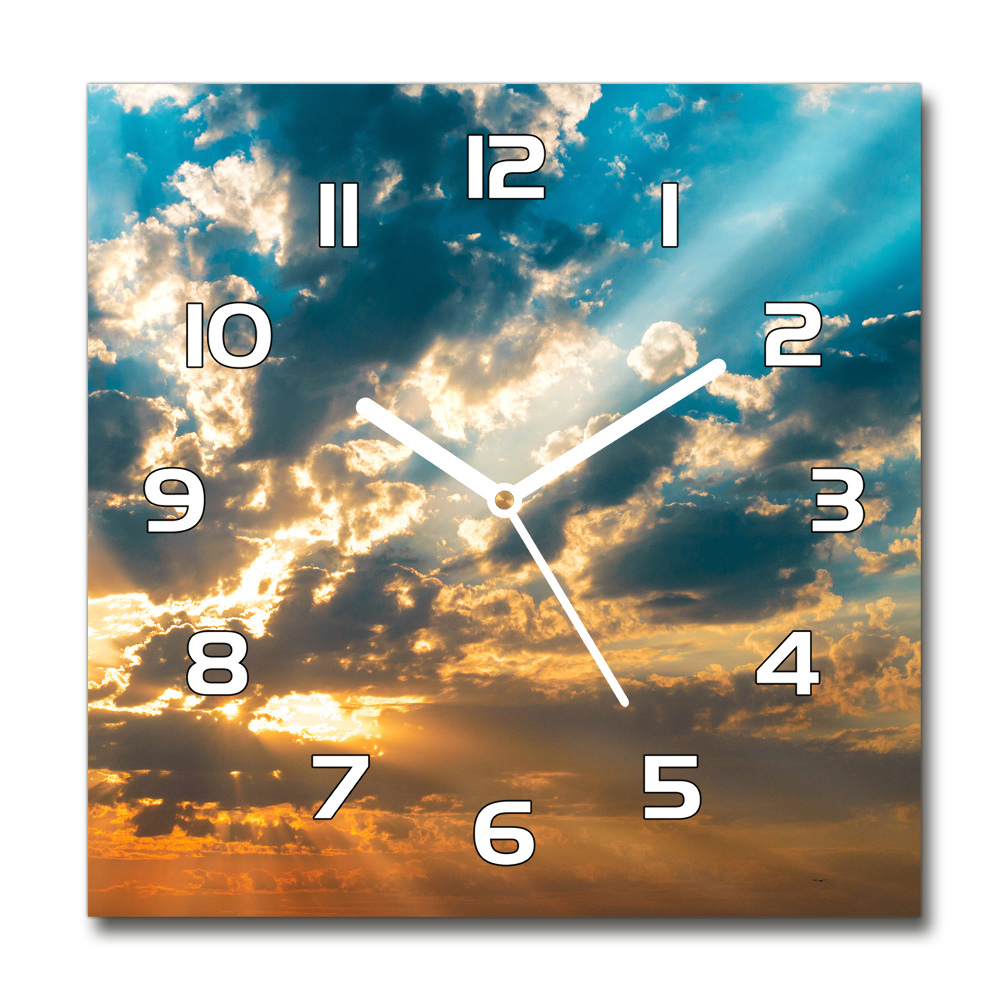 Horloge carrée en verre Ciel couchant