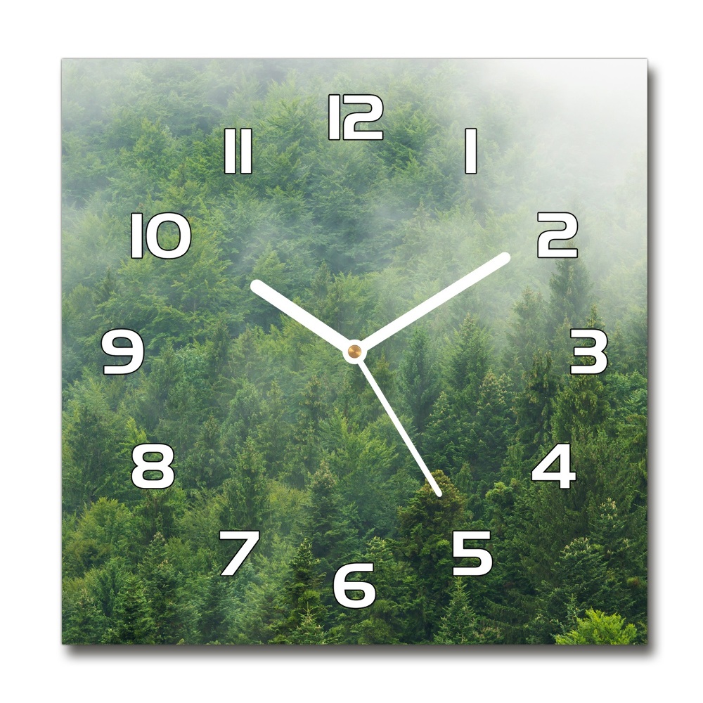 Horloge carrée en verre Forêt mystérieuse