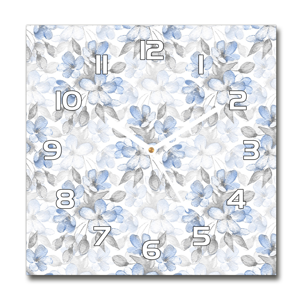 Horloge carrée en verre Fleurs délicates