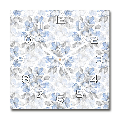 Horloge carrée en verre Fleurs délicates