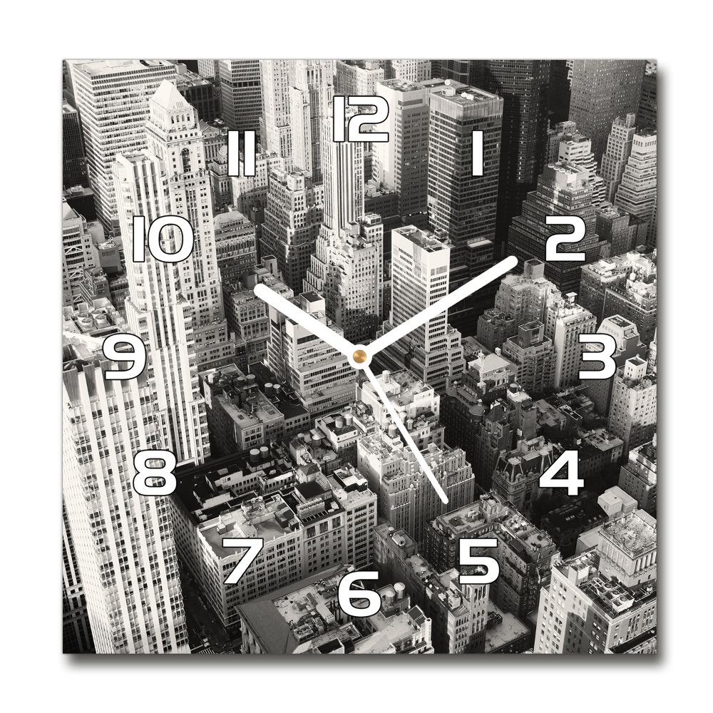 Horloge carrée en verre Vue à vol d'oiseau de la ville de New York