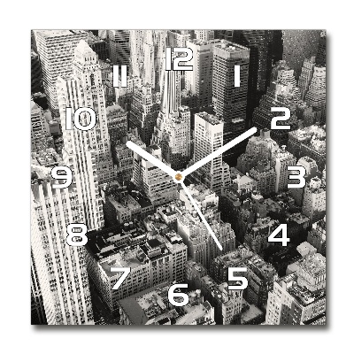 Horloge carrée en verre Vue à vol d'oiseau de la ville de New York