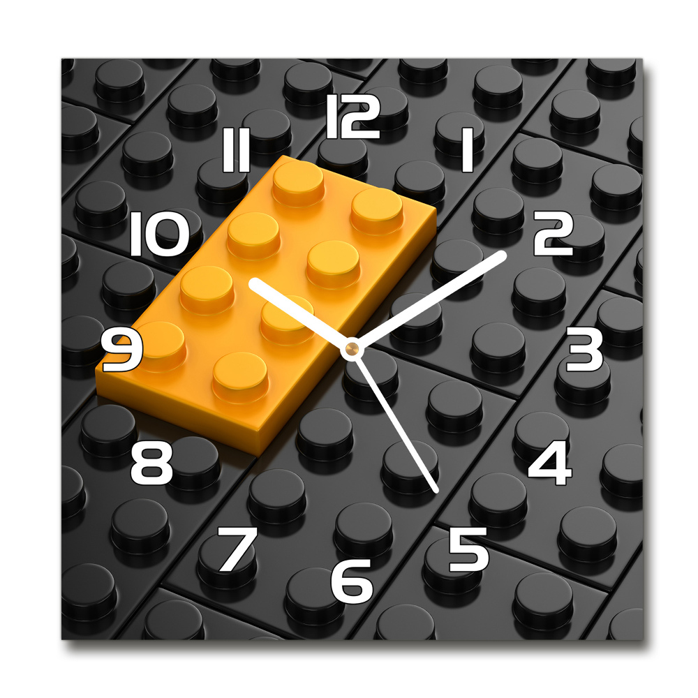 Horloge carrée en verre Briques Lego