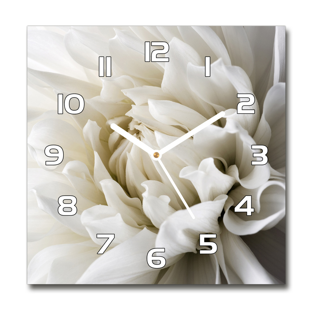 Horloge carrée en verre Dahlia blanc