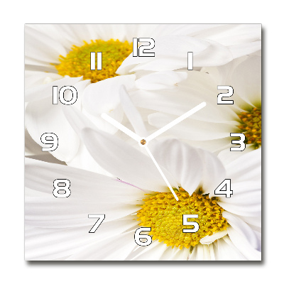 Horloge carrée en verre Marguerites