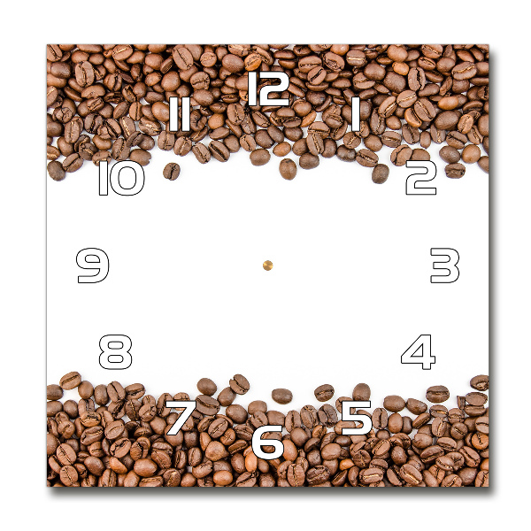 Horloge carrée en verre Grains de café