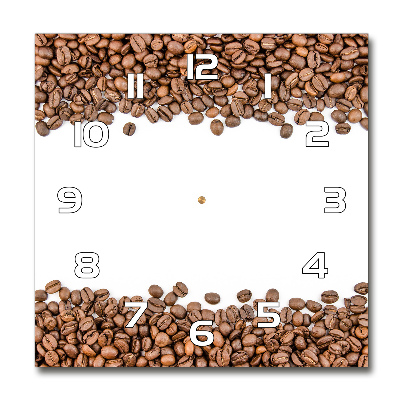 Horloge carrée en verre Grains de café