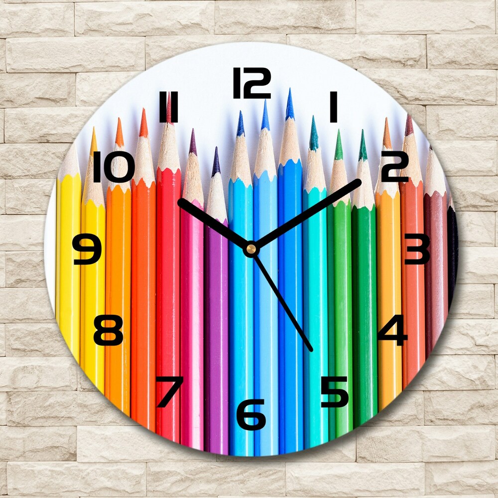 Horloge ronde Crayons de couleur