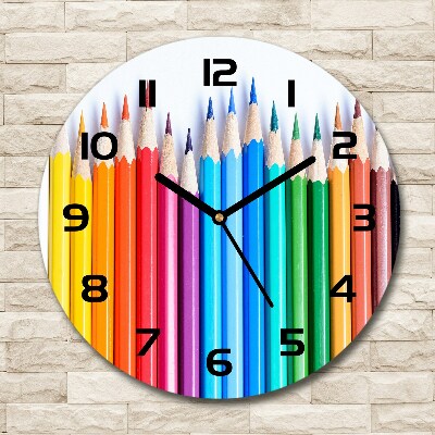 Horloge ronde Crayons de couleur