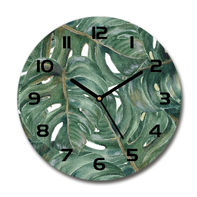 Horloge en verre ronde Monstera