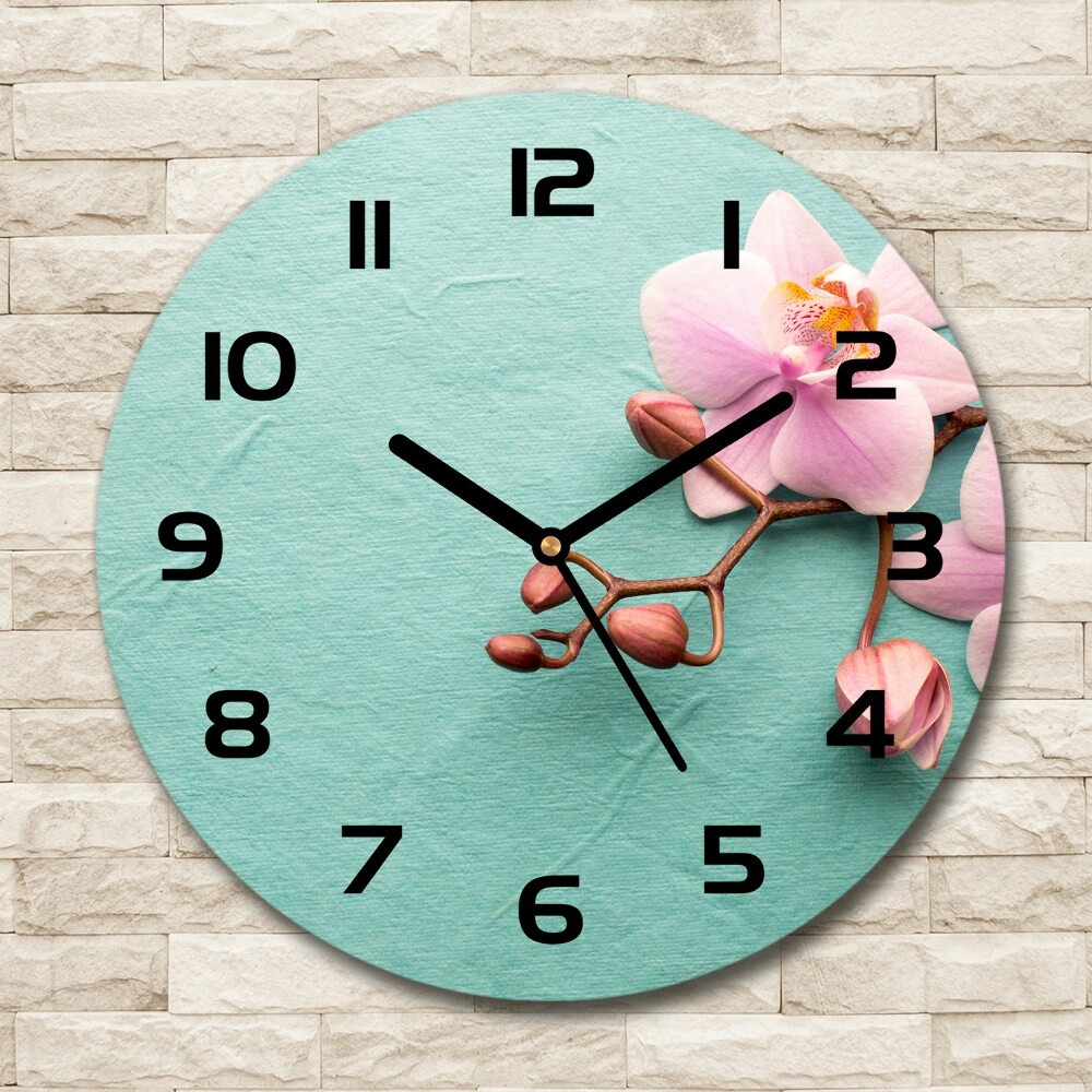 Horloge ronde murale Orchidée