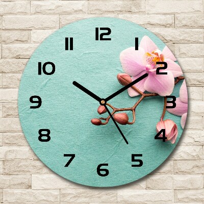 Horloge ronde murale Orchidée