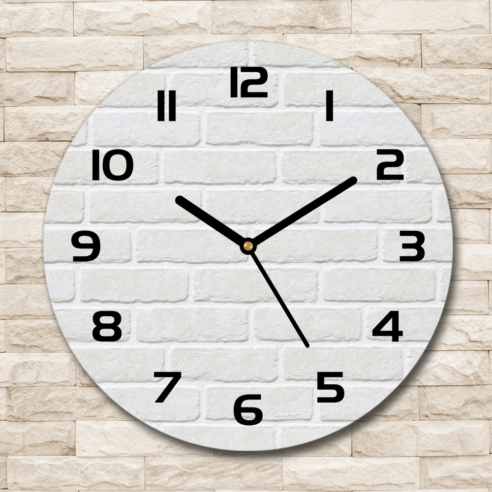 Horloge ronde Mur de briques blanc