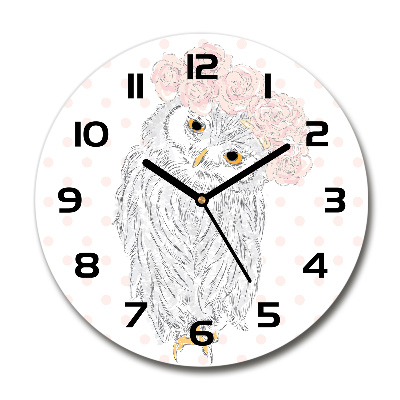 Horloge ronde murale Hibou dans une guirlande