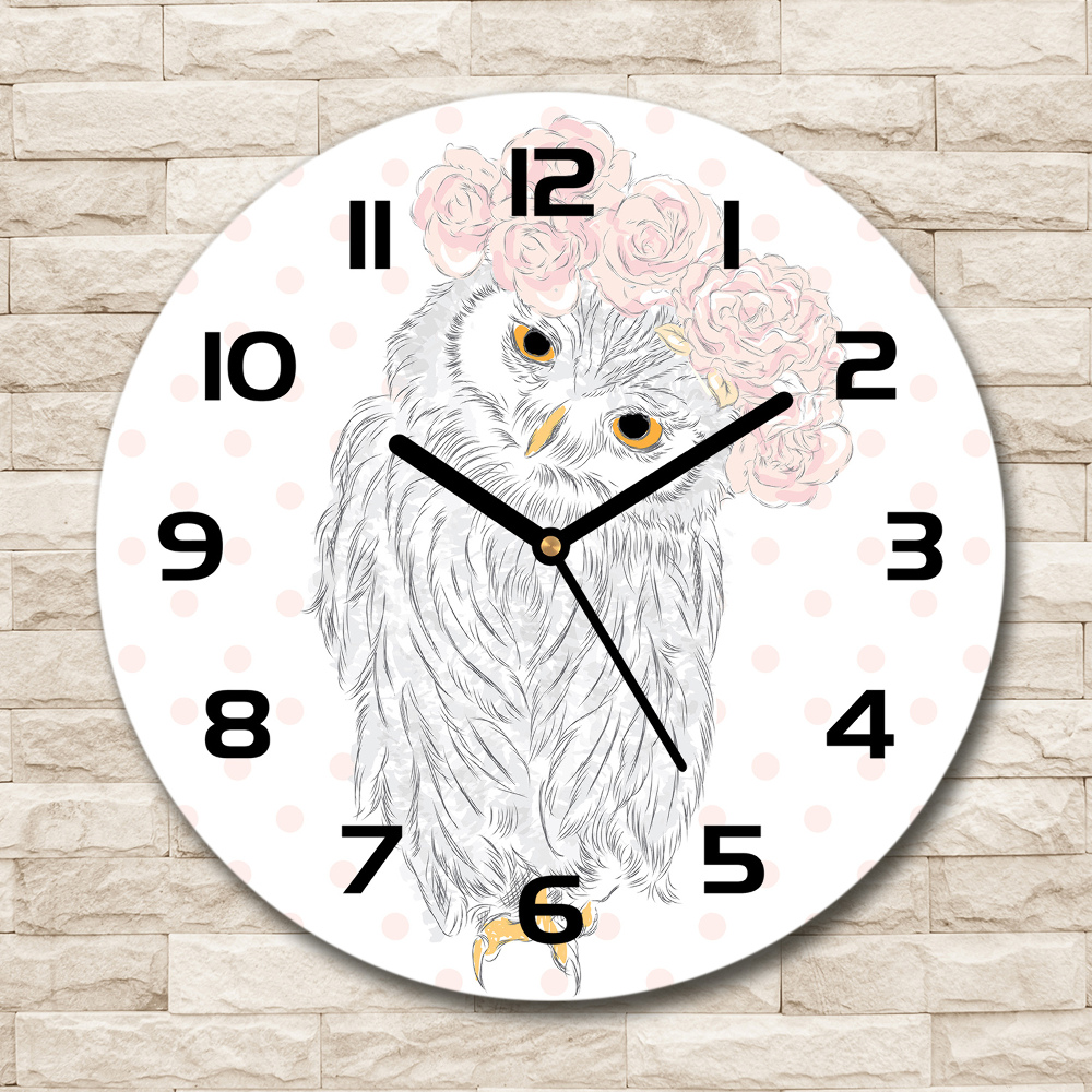 Horloge ronde murale Hibou dans une guirlande