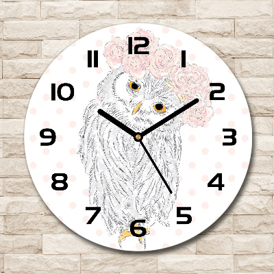 Horloge ronde murale Hibou dans une guirlande