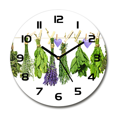 Horloge ronde murale Herbes sur un fil