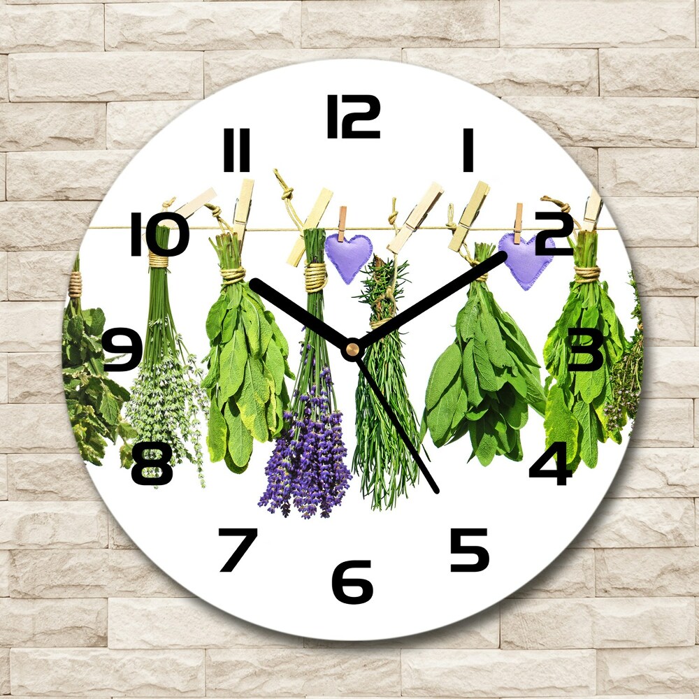 Horloge ronde murale Herbes sur un fil