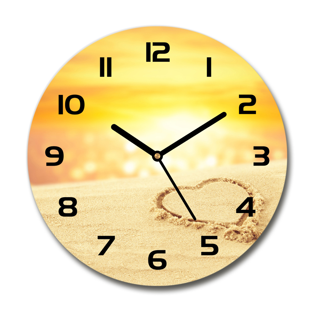 Horloge ronde murale Coeur sur le sable