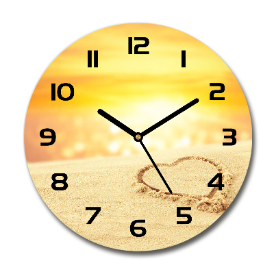 Horloge ronde murale Coeur sur le sable