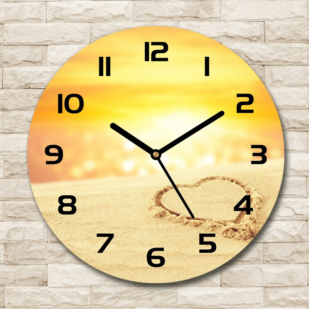 Horloge ronde murale Coeur sur le sable