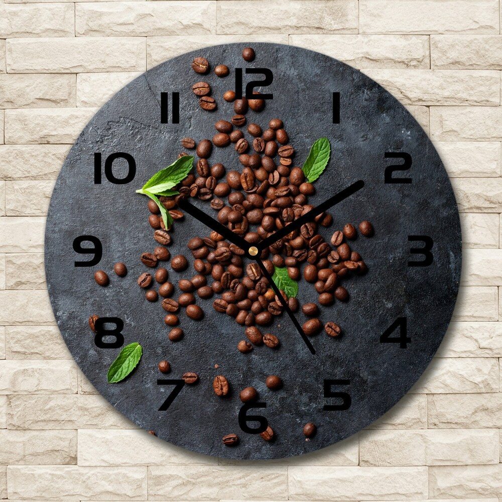 Horloge ronde murale Grains de café sur béton