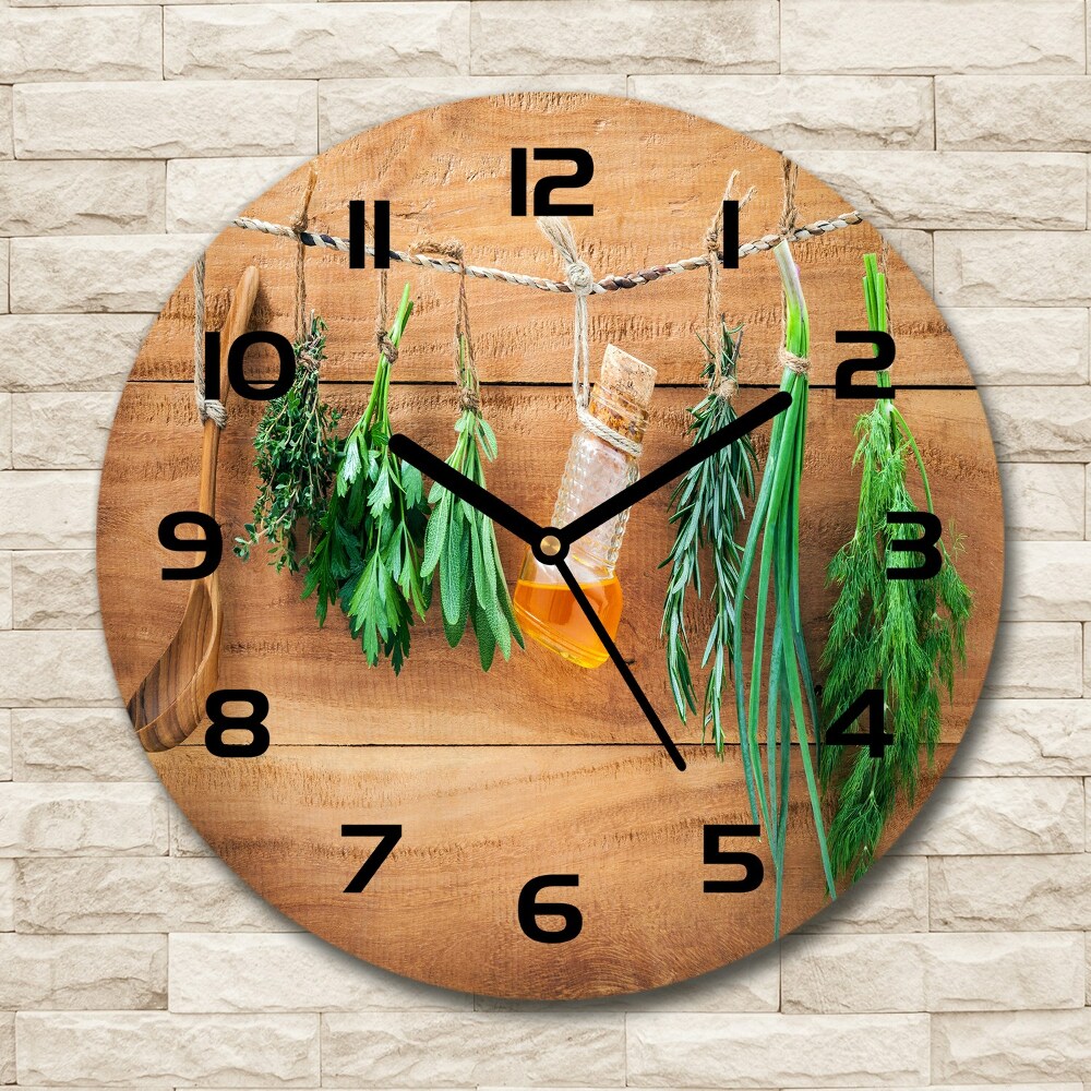 Pendule murale ronde Herbes sur un fil