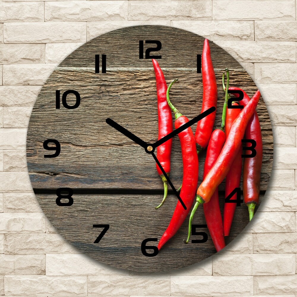 Horloge ronde en verre Piments