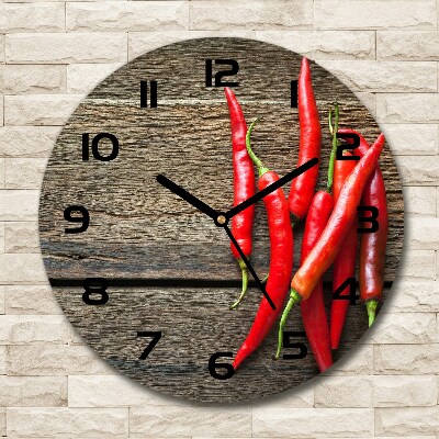 Horloge ronde en verre Piments