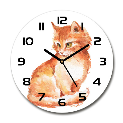 Horloge ronde murale Chat roux