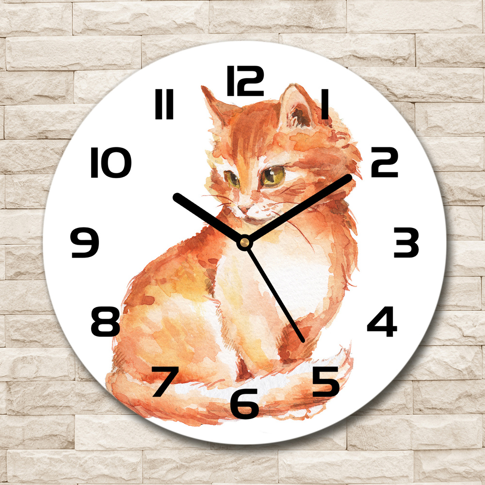 Horloge ronde murale Chat roux