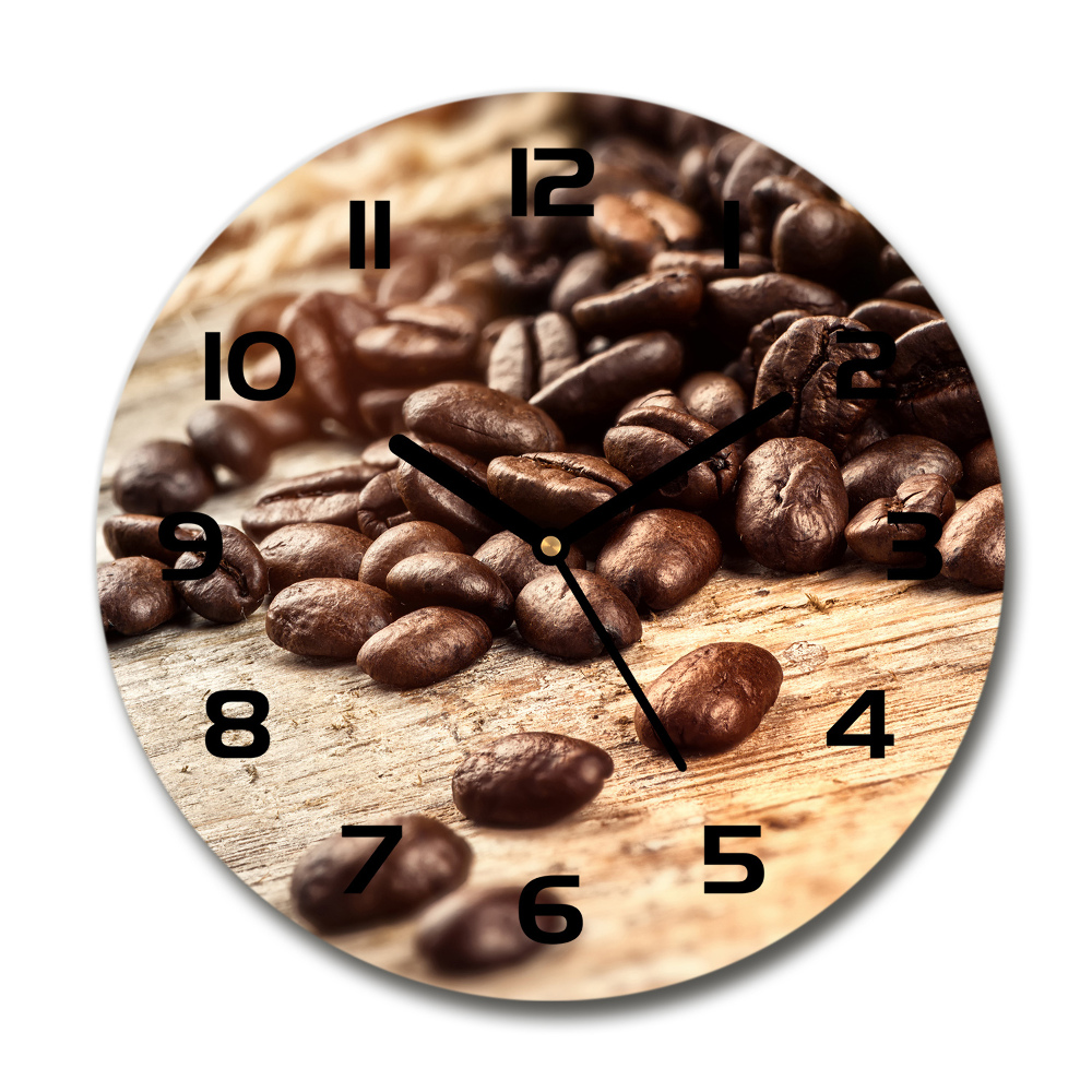 Horloge en verre ronde Grains de café radieux