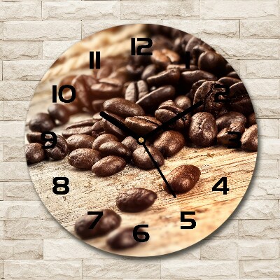 Horloge en verre ronde Grains de café radieux