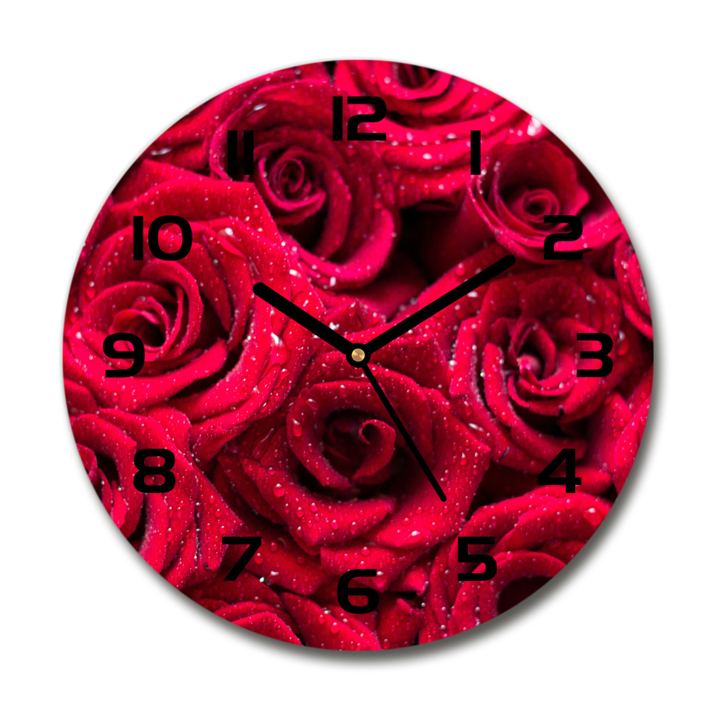 Horloge ronde murale Gouttes sur roses