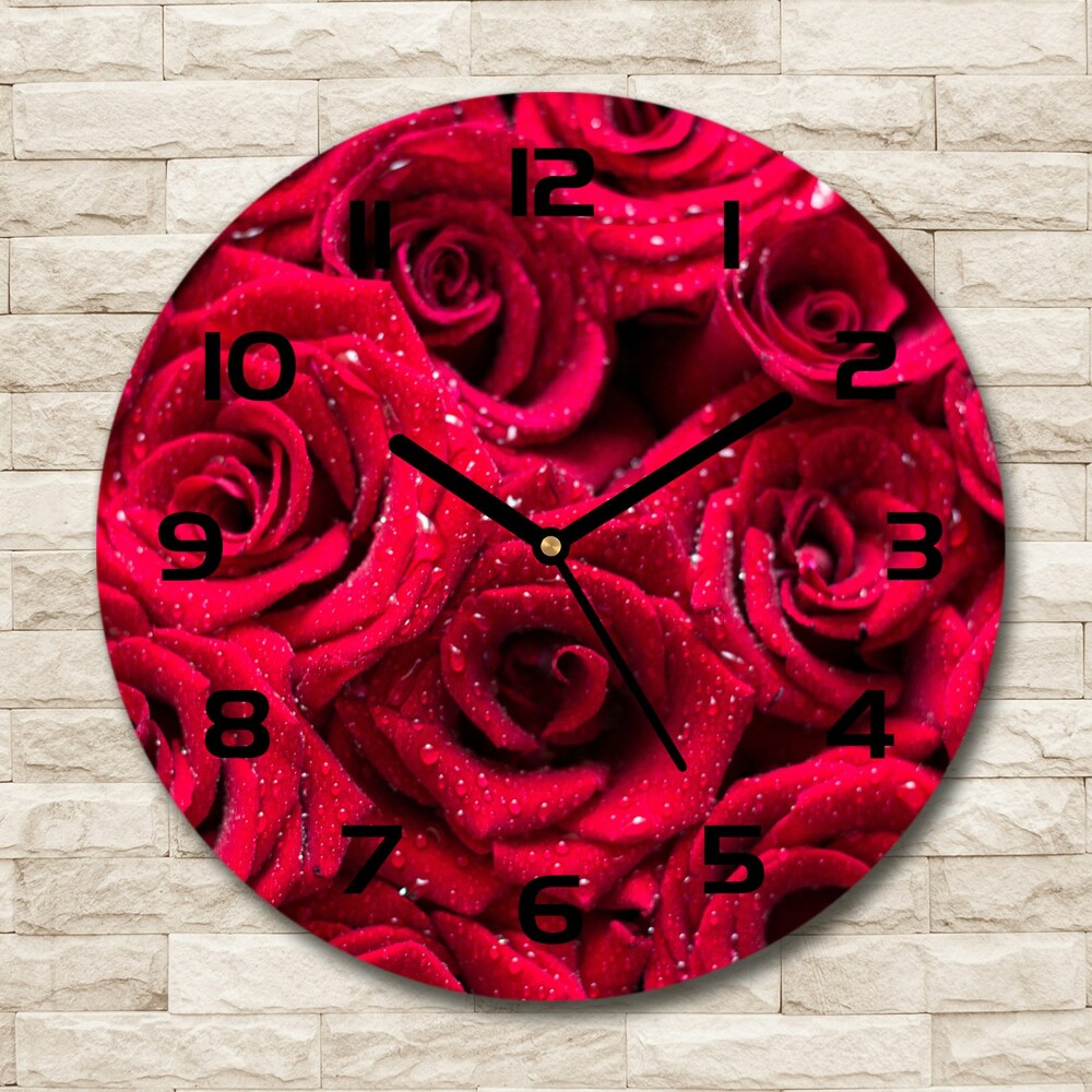 Horloge ronde murale Gouttes sur roses