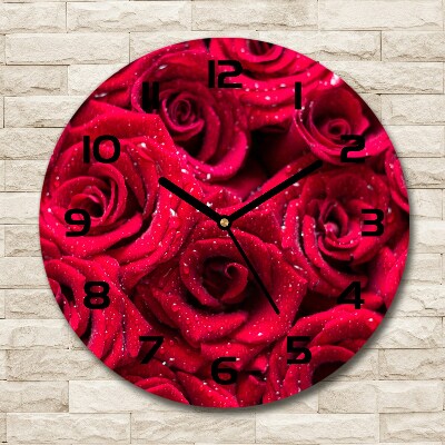 Horloge ronde murale Gouttes sur roses