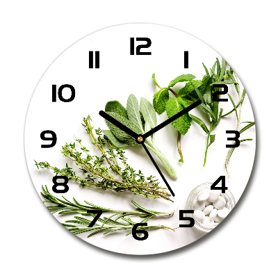 Horloge en verre ronde Herbes