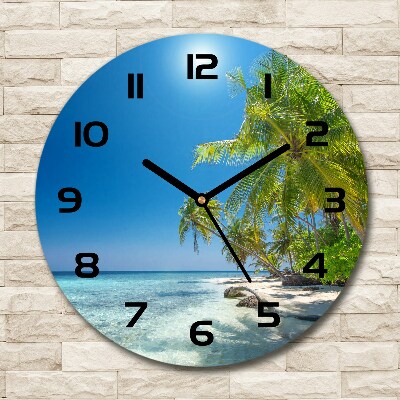 Horloge ronde murale Plage des Maldives