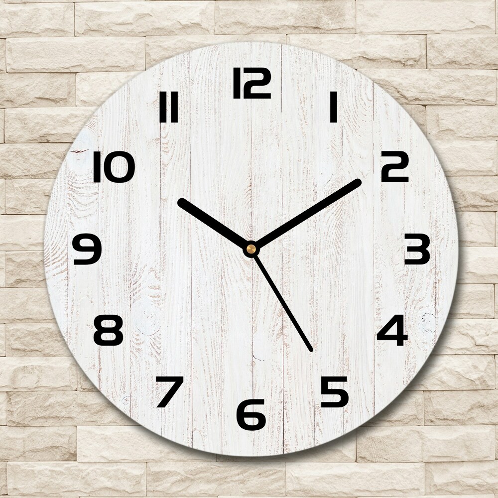 Horloge en verre ronde Fond en bois tableau blanc