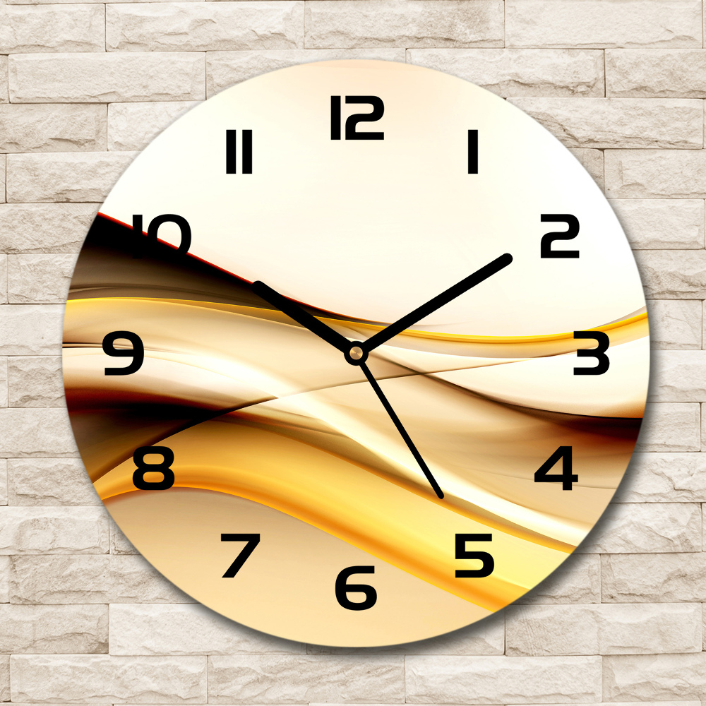 Horloge ronde Vagues abstraites en or