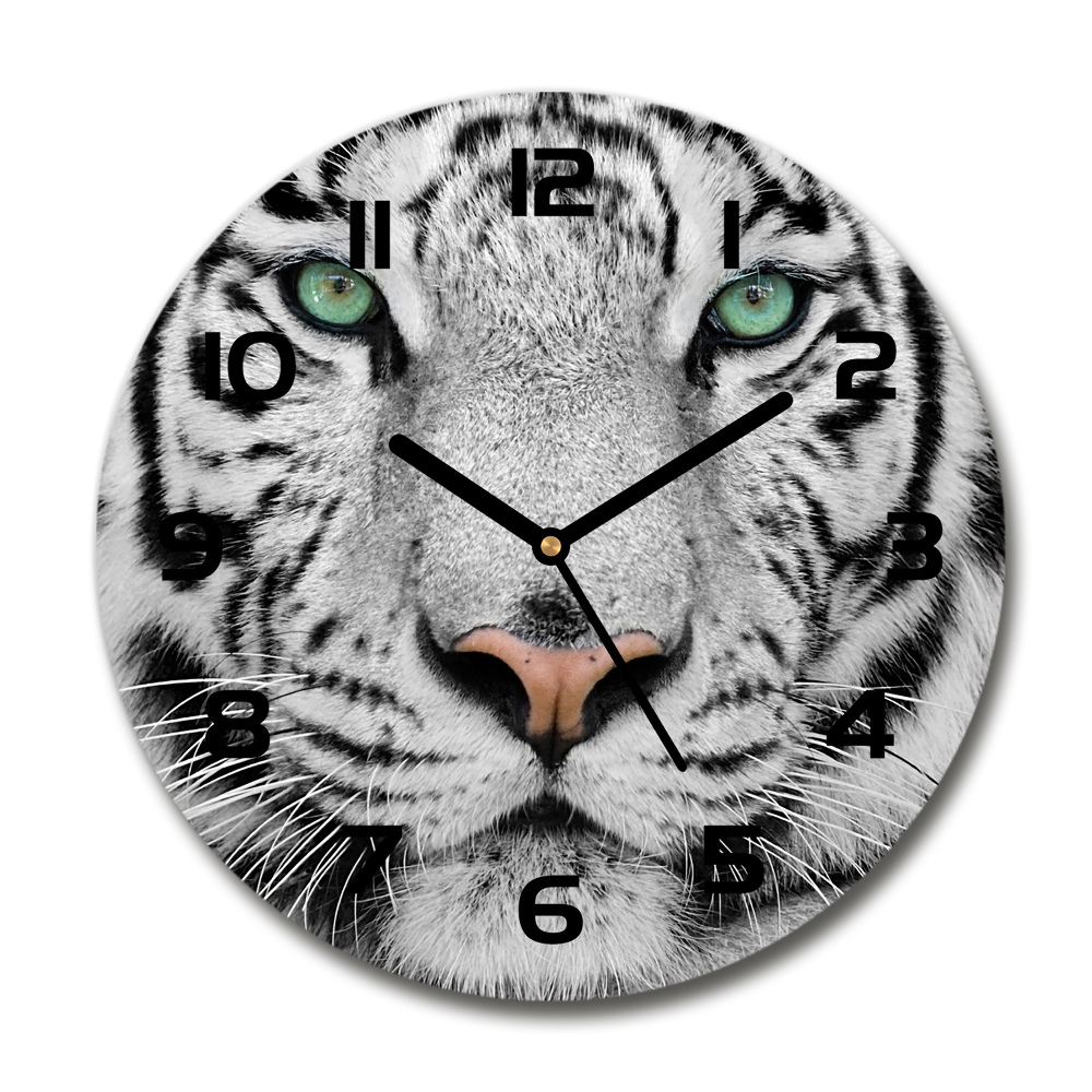 Pendule murale ronde Tigre blanc