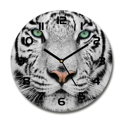 Pendule murale ronde Tigre blanc