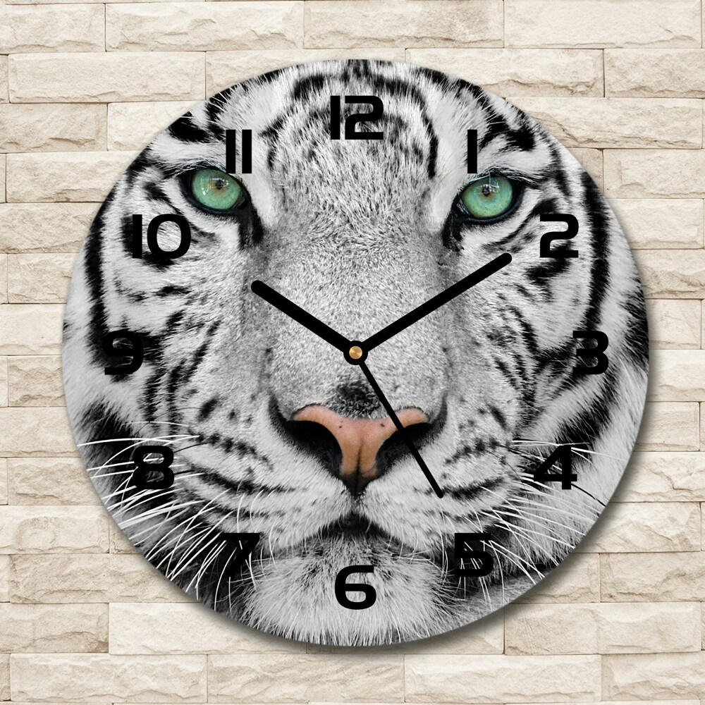 Pendule murale ronde Tigre blanc